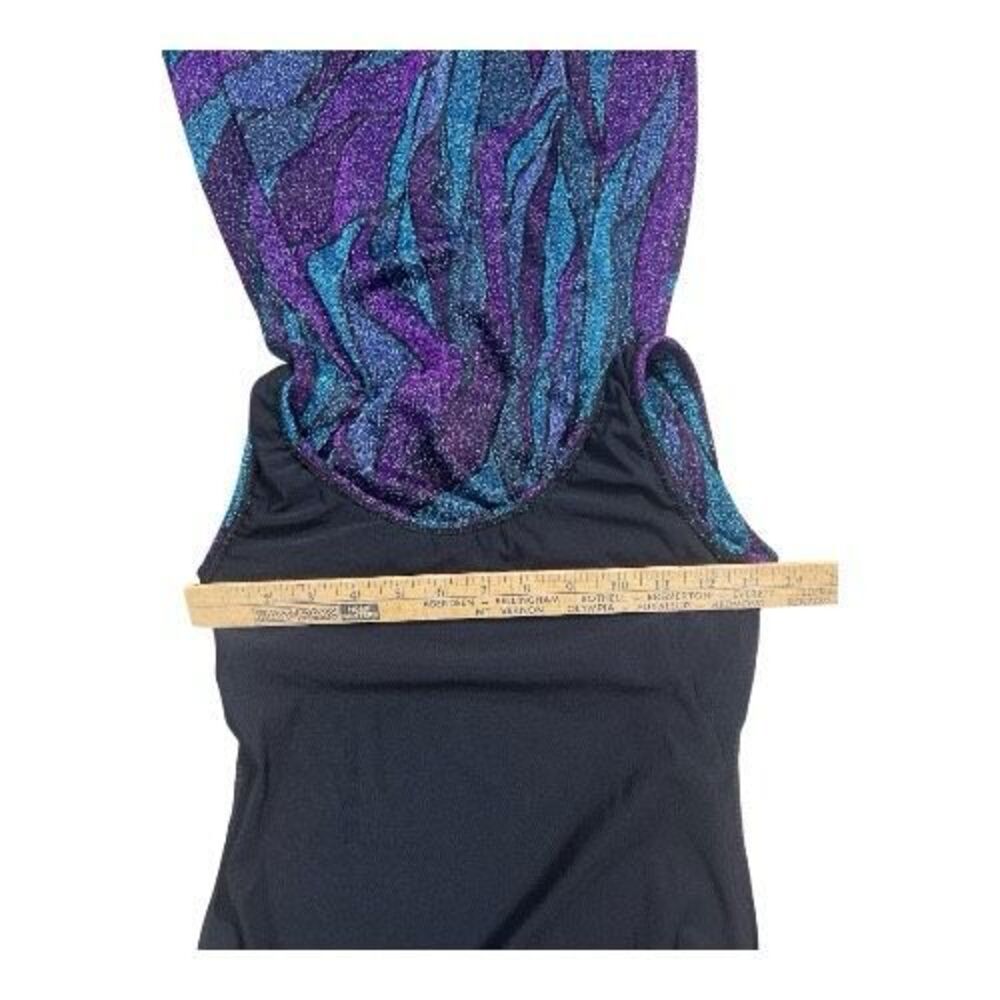 Women Unitard Maxi Dress Size S Ballroom Leotard Split Dress Purple Glitter - Picture 8 of 11